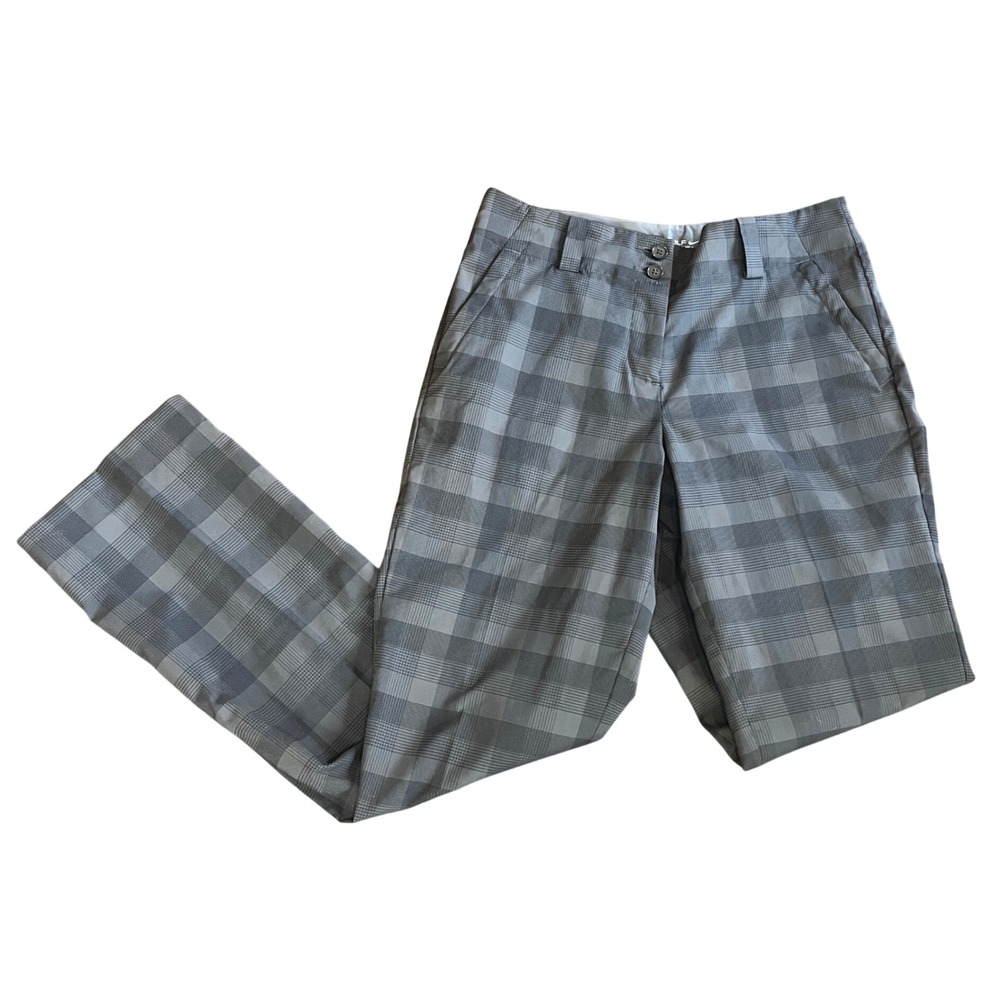 Nike Golf Dri-FIT Grey Plaid Straight Leg Trousers Pants Womens Size 2